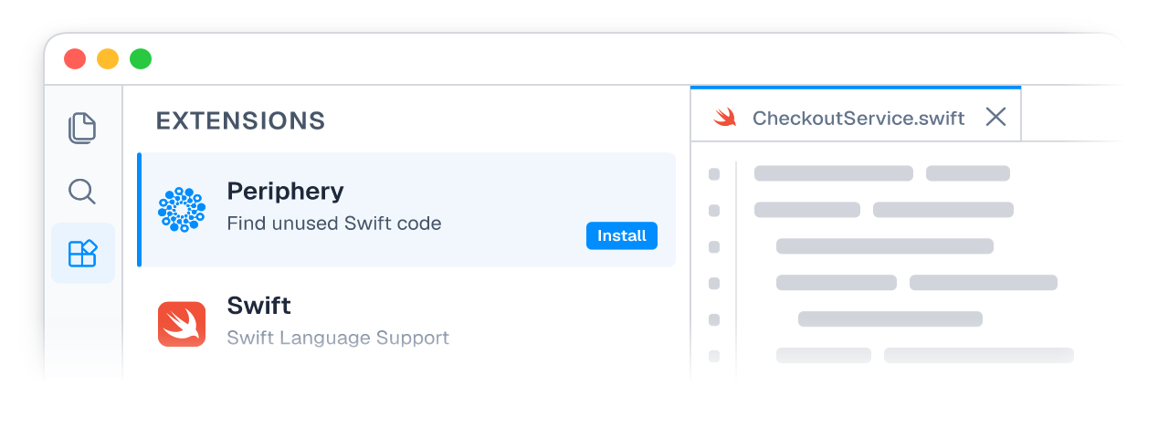 Light-themed VS Code extensions panel with Periphery selected